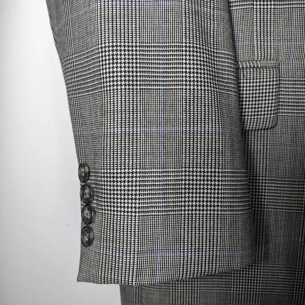 Tommy Hilfiger Mens 40R Wool Blazer Houndstooth Plaid Jacket